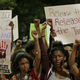 Demonstrators in Charlotte after Scott’s killing. Photo via AP